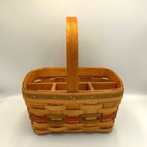 Vtg Bradford Basket Company w/ Wood Divider 1994 Signed Handwoven Maple PA USA